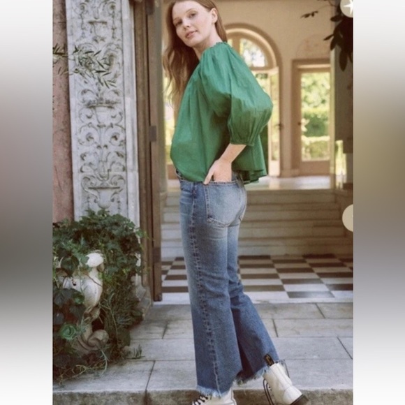 THE GREAT The Kick Bell Jean Cliff Wash Cropped Flare wide leg denim Sz 27 - Picture 3 of 14